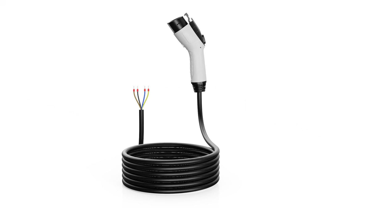 A2Z J1772 to hardwired AC replacement cable, coiled with connector and wire leads