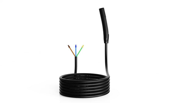 A2Z NACS to hardwired AC replacement cable, coiled with connector and wire leads